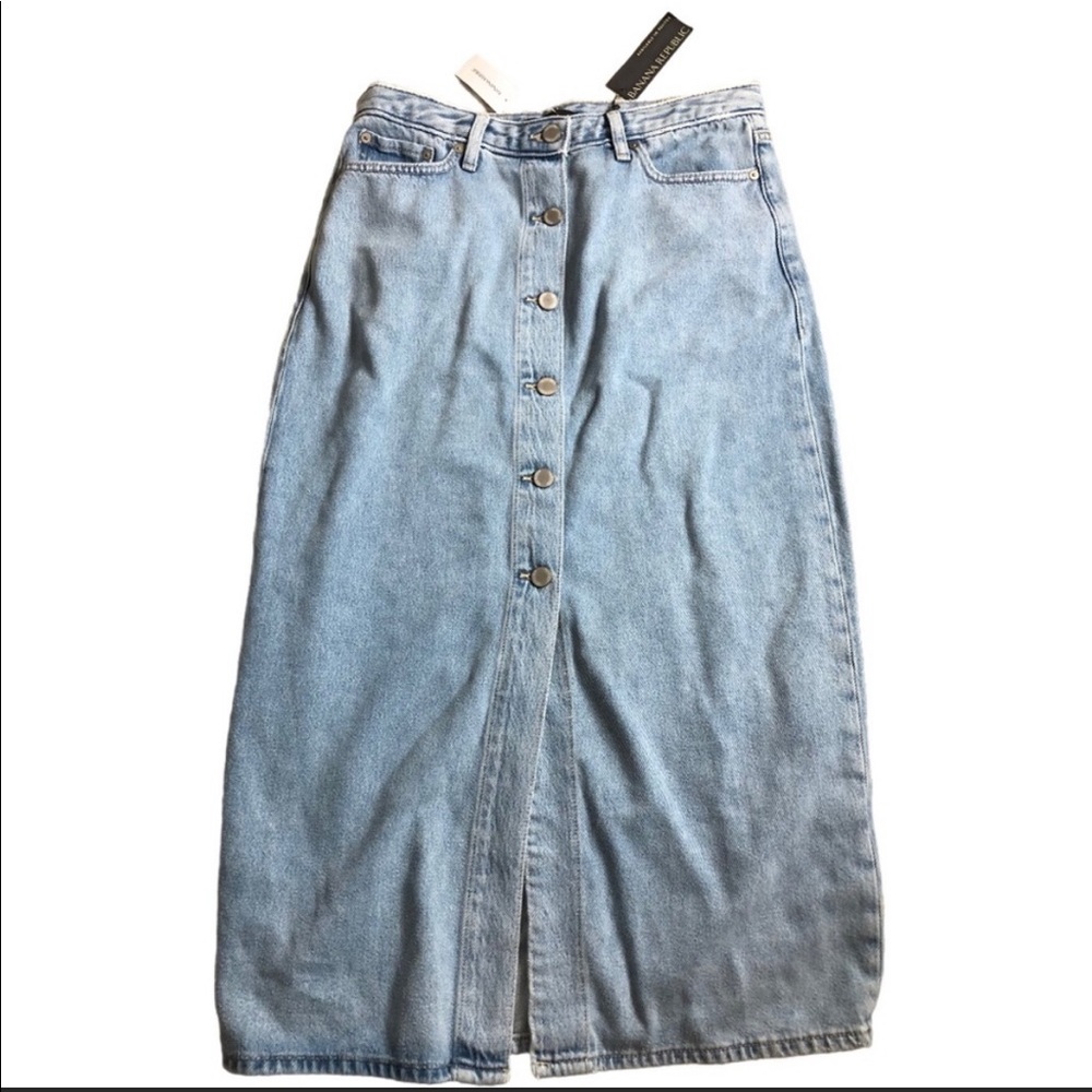 NWT BR buttoned Denim Midi Sk… - Picture 2 of 16